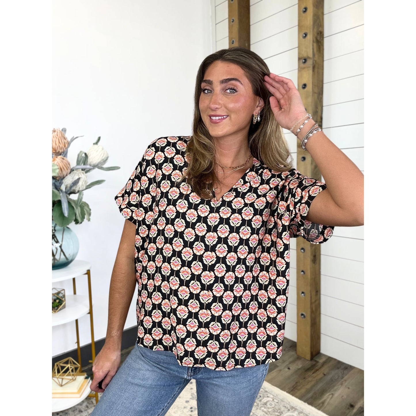 Rosette Print Top