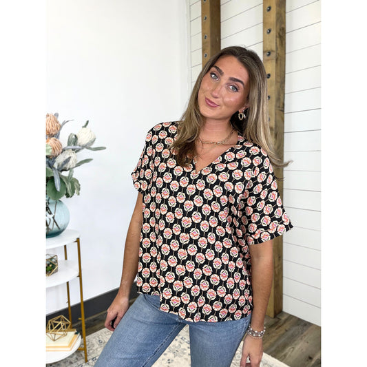Rosette Print Top