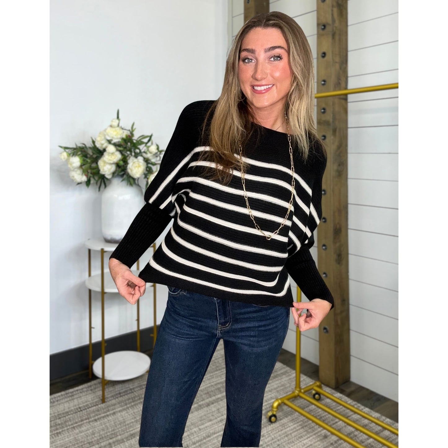 Classic Striped Boat Neck Sweater