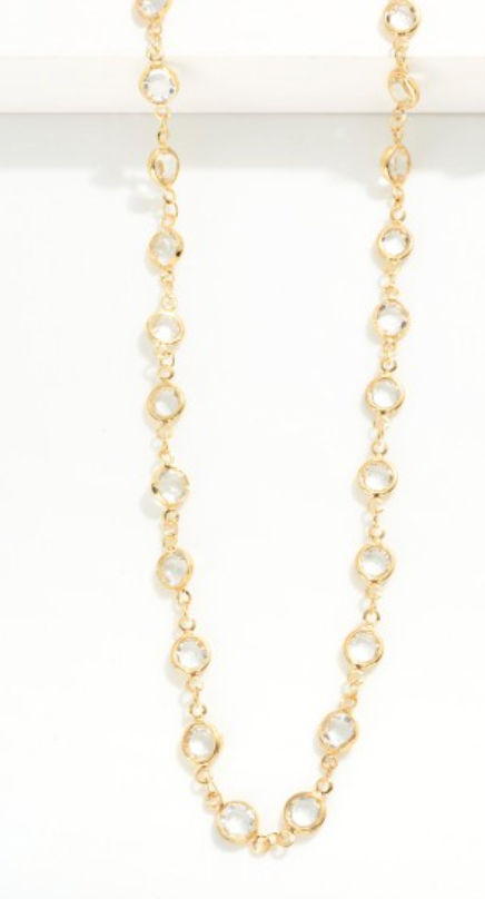 Star Bright Glass Crystal Studded Chain Link Necklace