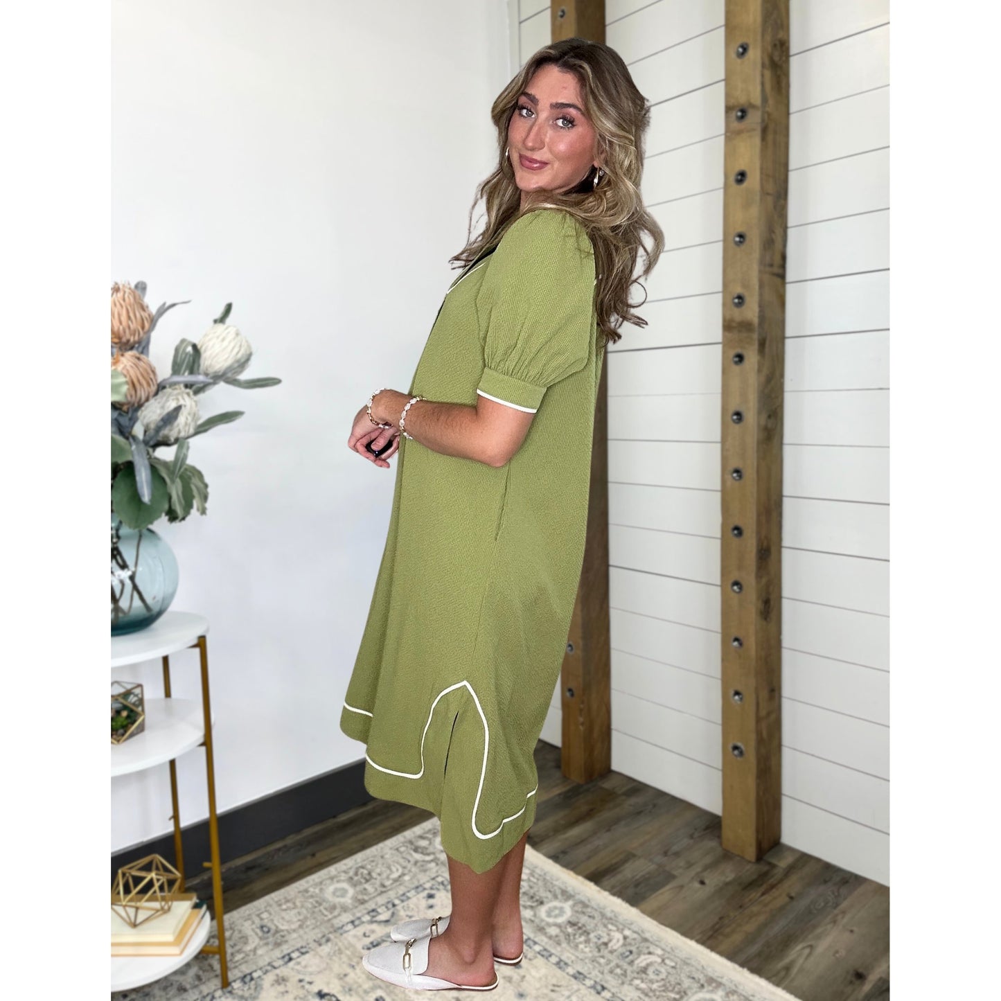 Seersucker Midi Dress