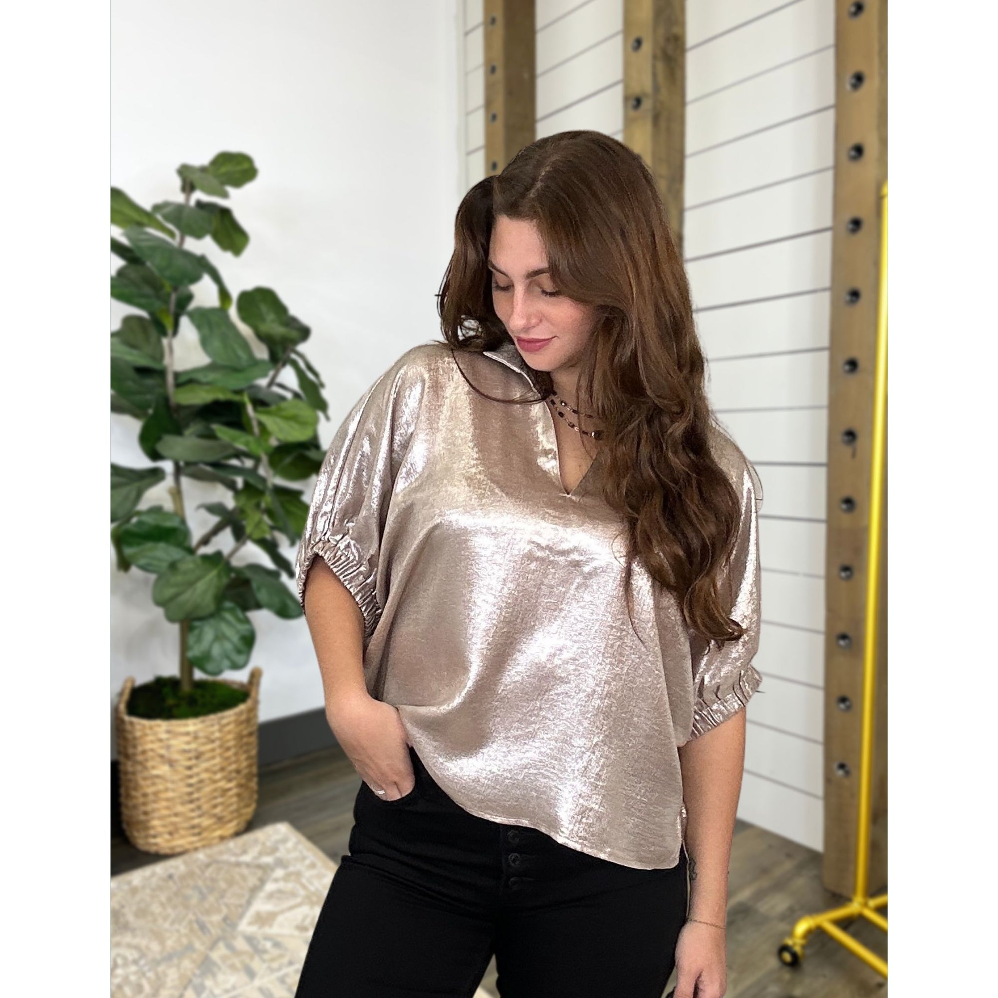 Shimmering Center Of Attention Top