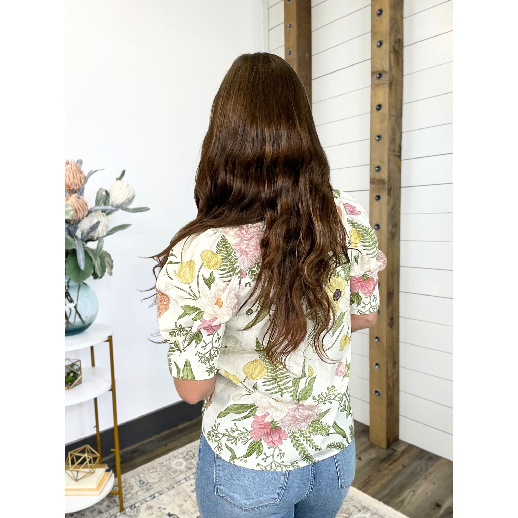 Know The Story Floral Button Down Top