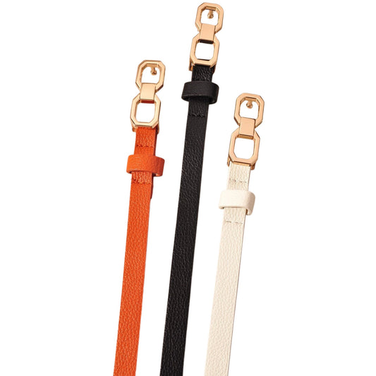 Thin Faux Leather Geo Buckle Belt