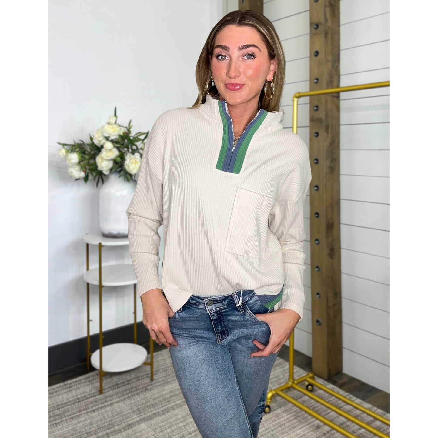 Front Pocket Quarter Zip Pullover