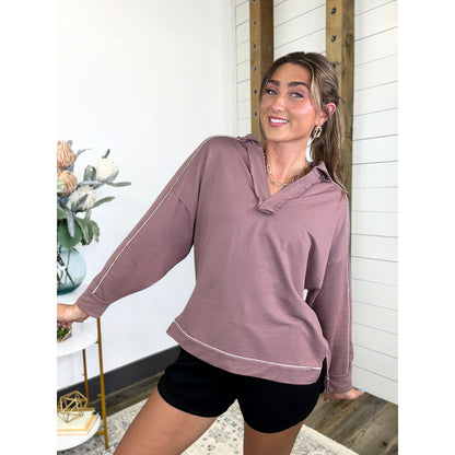 Barely Blush Collared Pullover