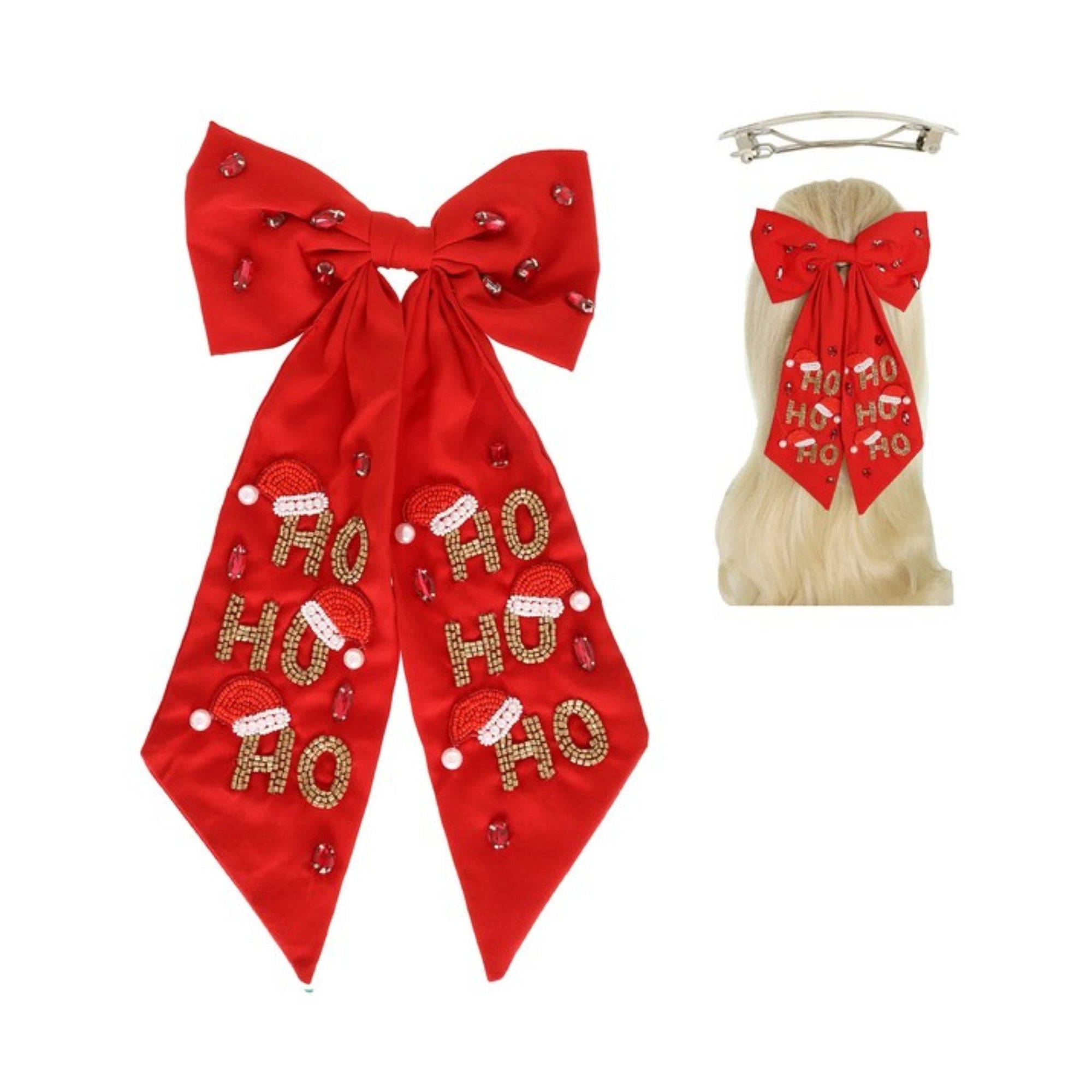 "Ho Ho Ho" Bow Barrette