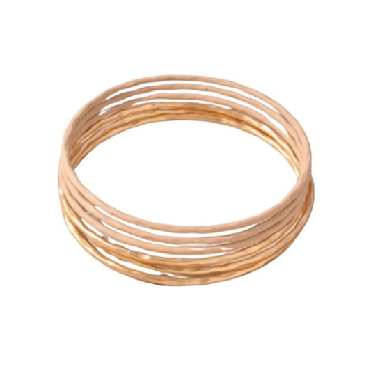 Stackable Hammered Thin Bangle Bracelet Set