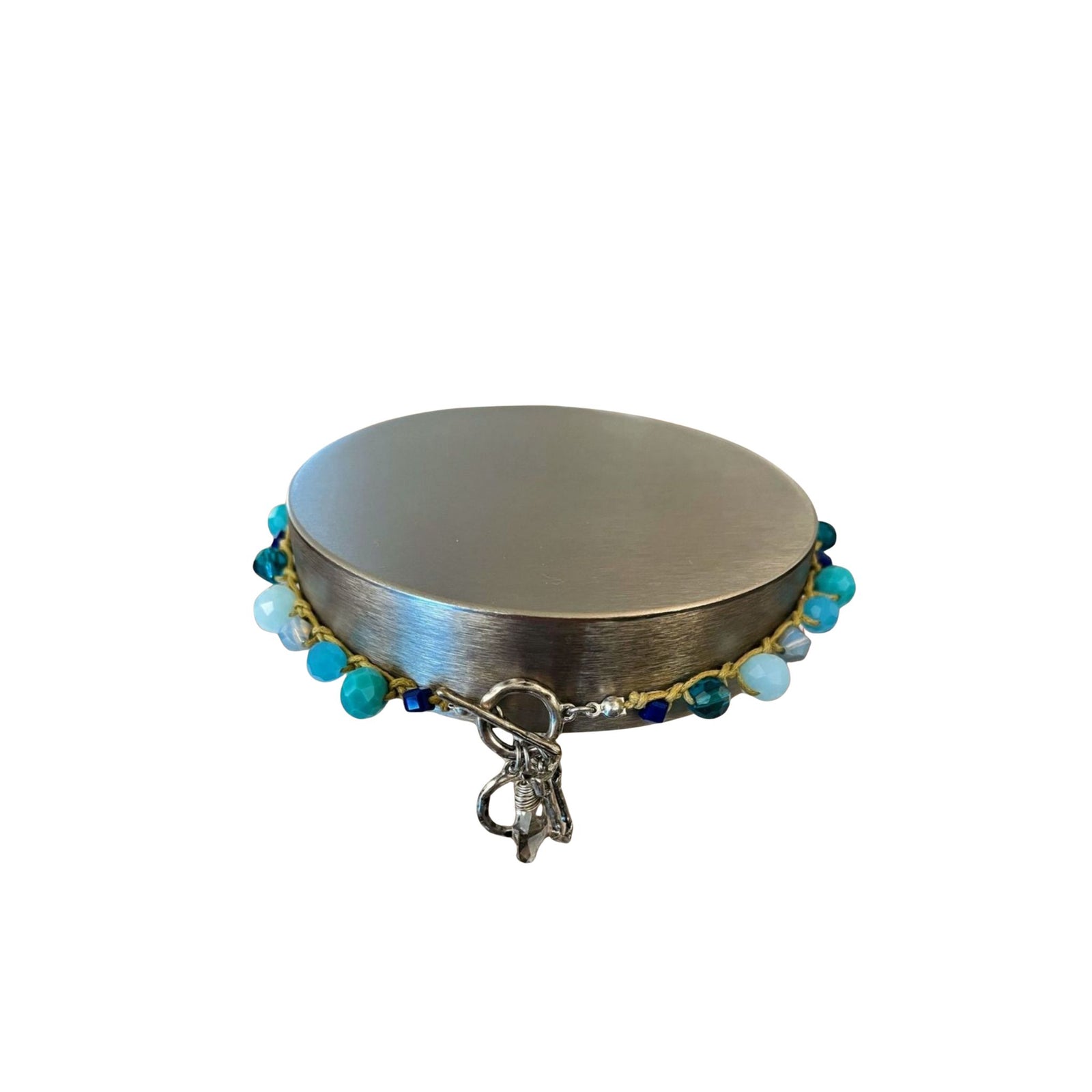 Wrapped Beaded Toggle Necklace with Charms