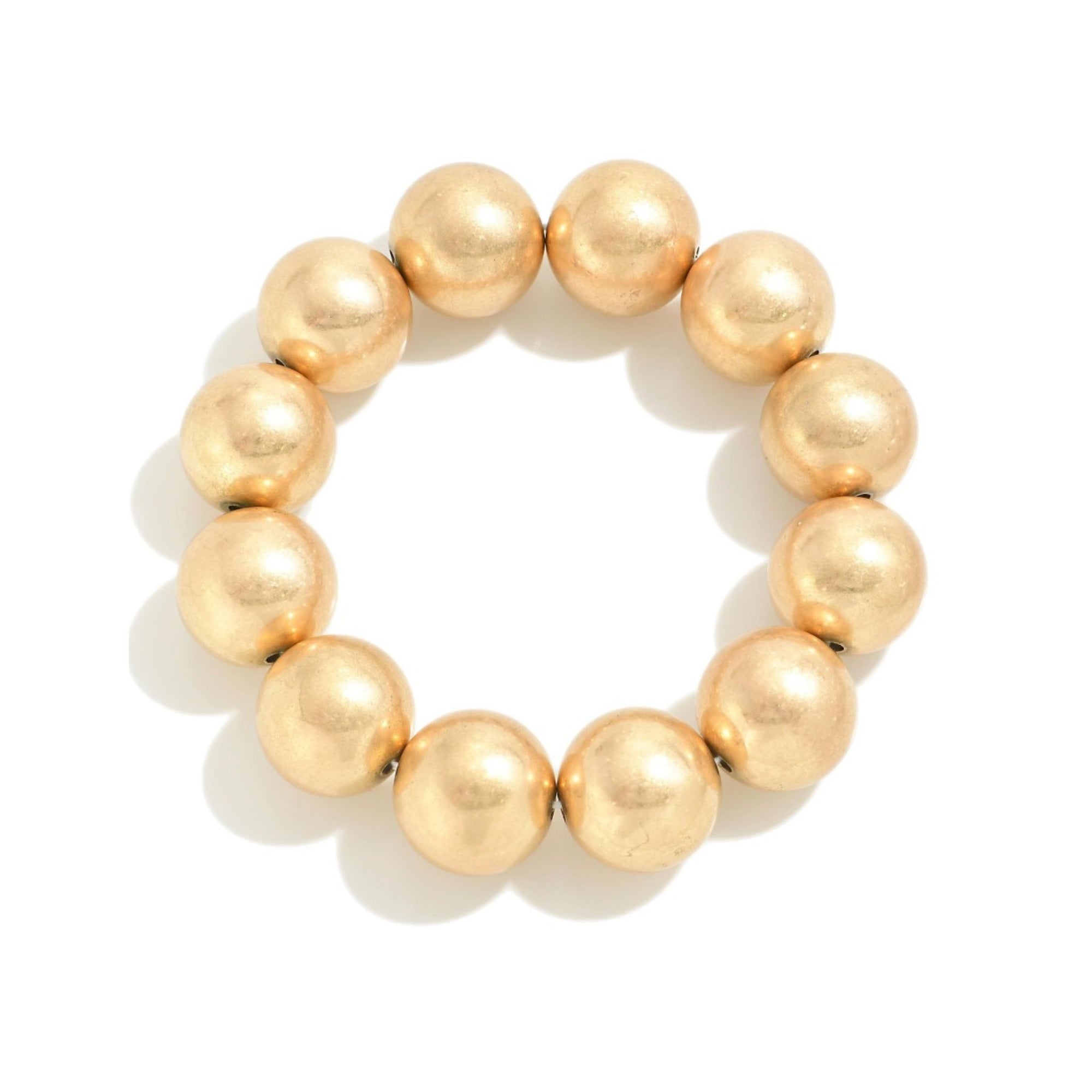 Golden Wishes Chunky Pearlescent Beaded Stretch Bracelet