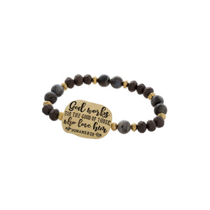 Beaded Stretch Bracelet with Engraved Message