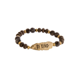 Beaded Stretch Bracelet with Engraved Message