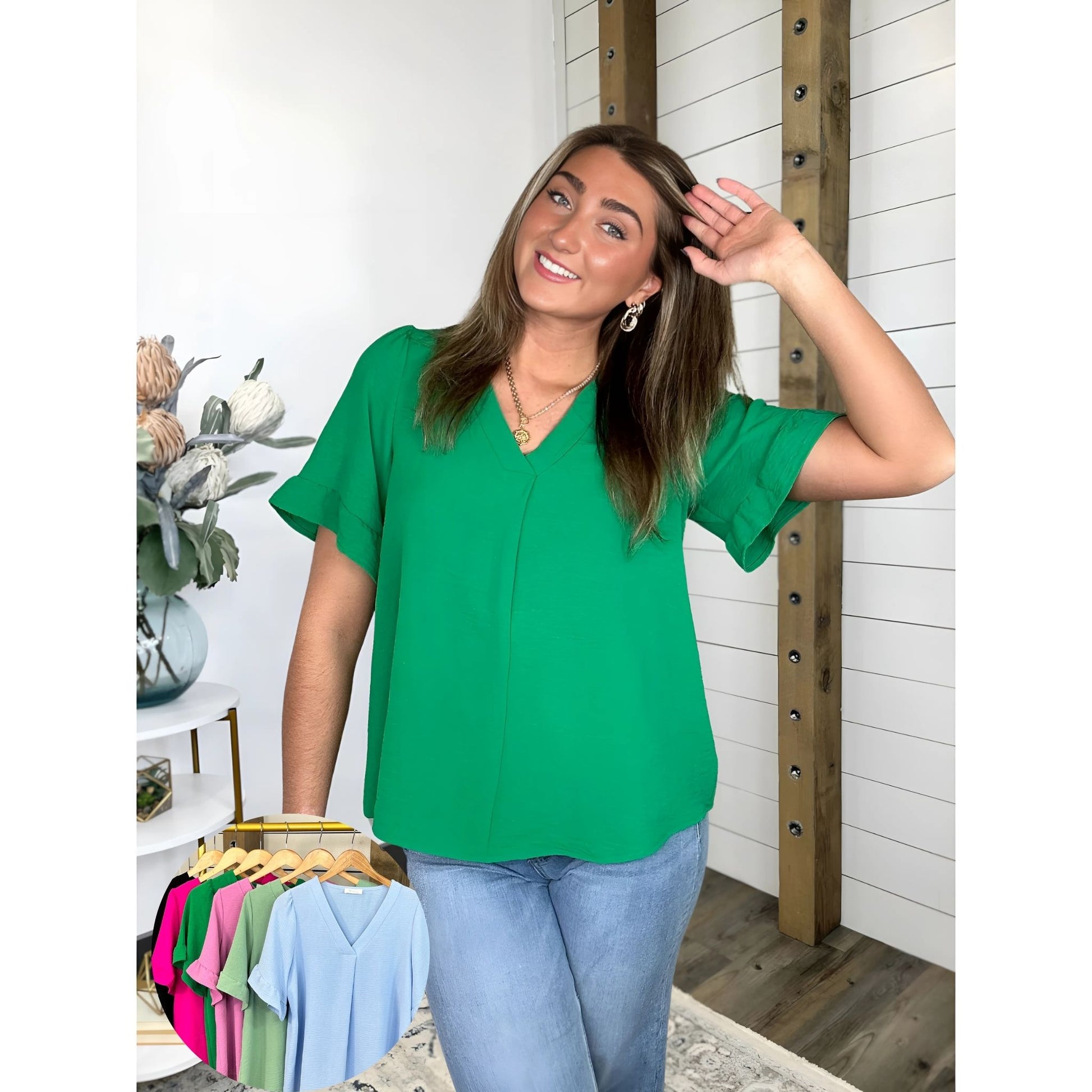 Relaxed-fit top — 100% polyester and ruffled, Brittney Blouse