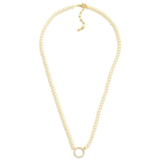 Gilded Halo Pearl Necklace