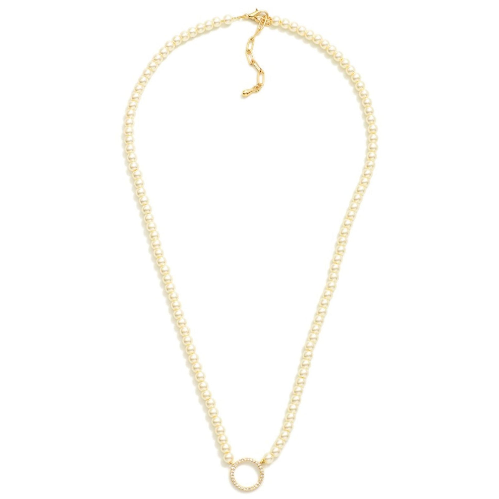 Gilded Halo Pearl Necklace