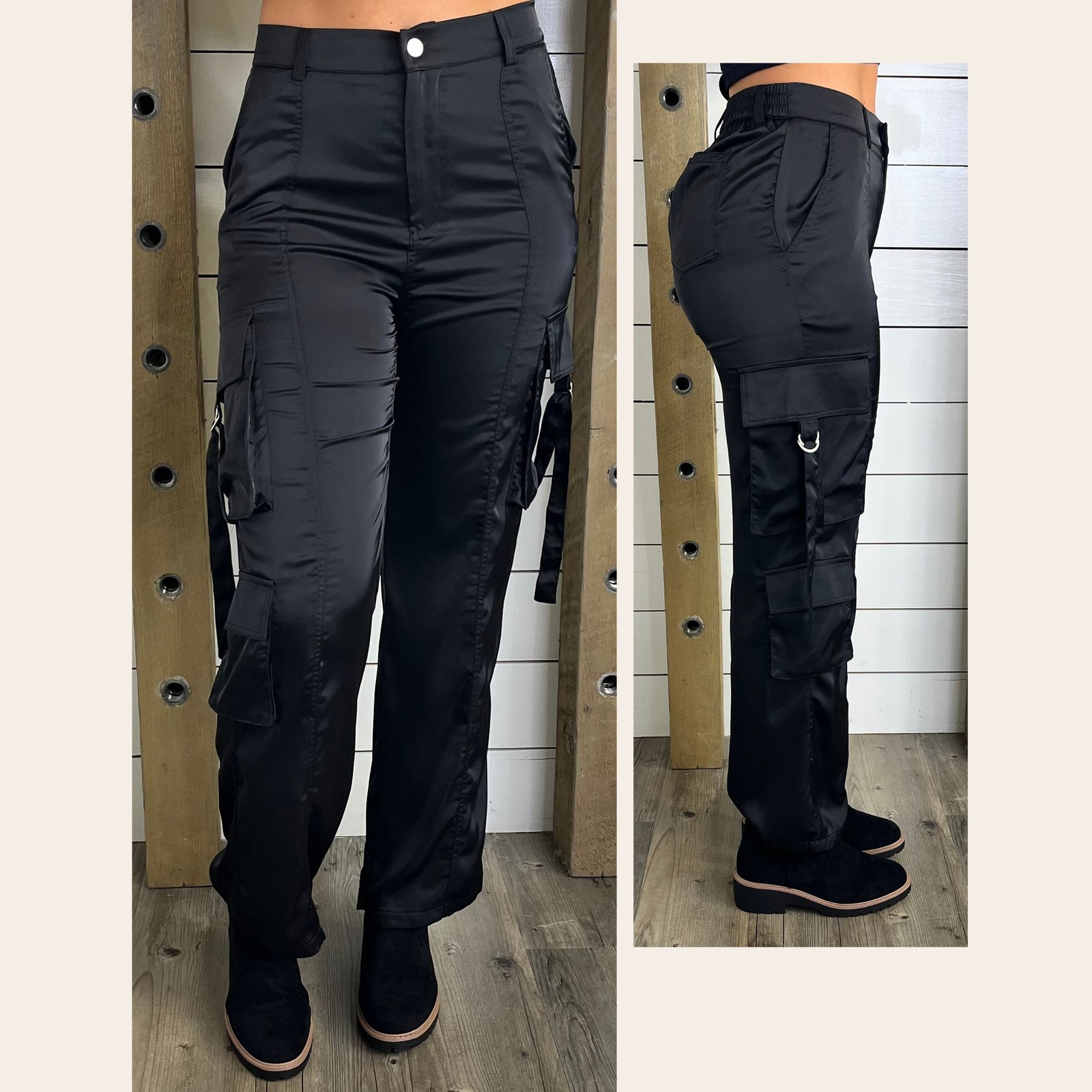 Play For Keeps Satin Cargo Pants