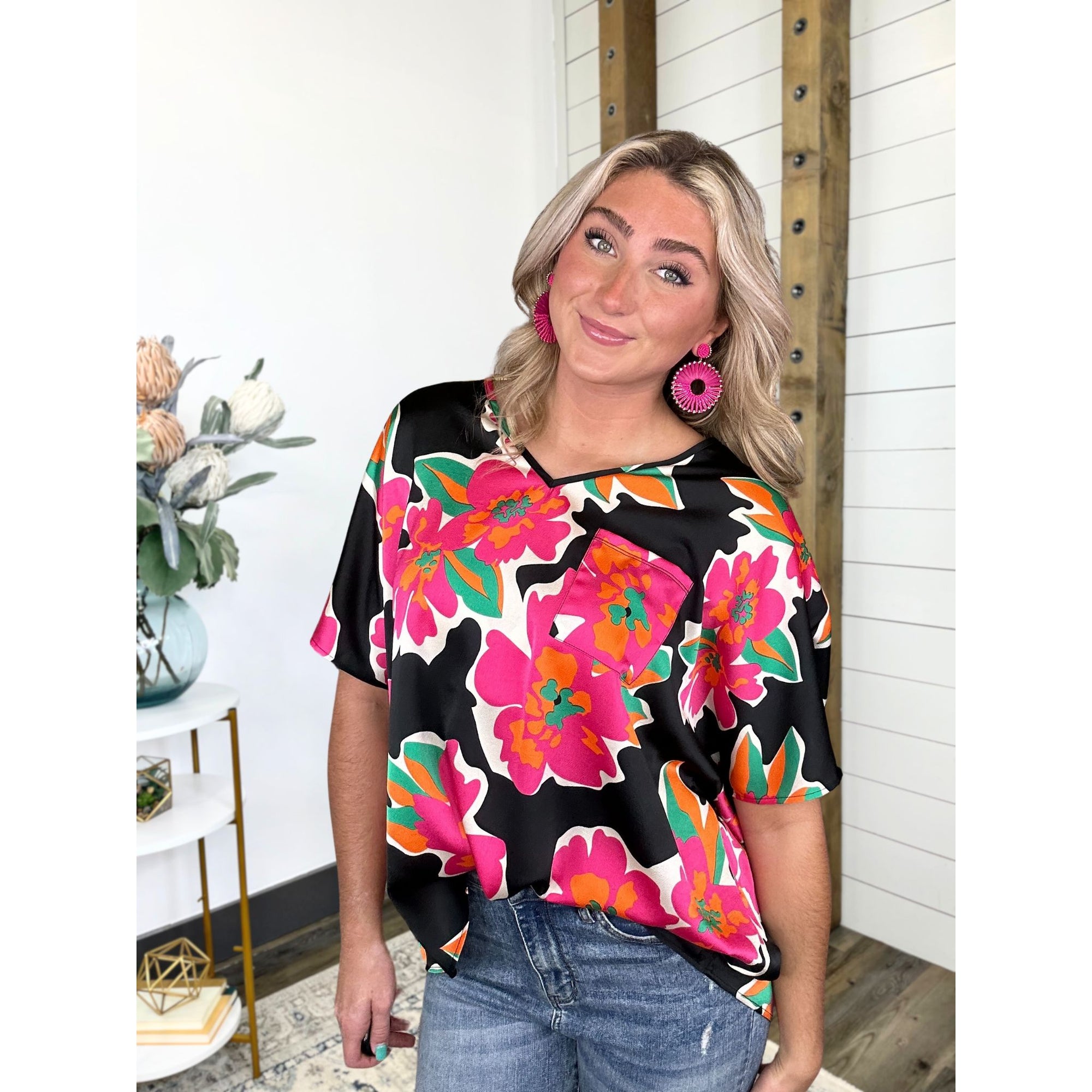 Come Away With Me Boxy Satin Leigh Top