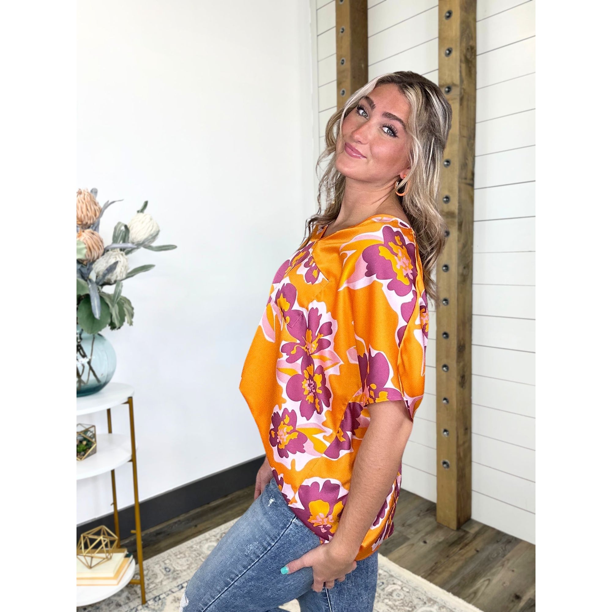 Come Away With Me Boxy Satin Leigh Top