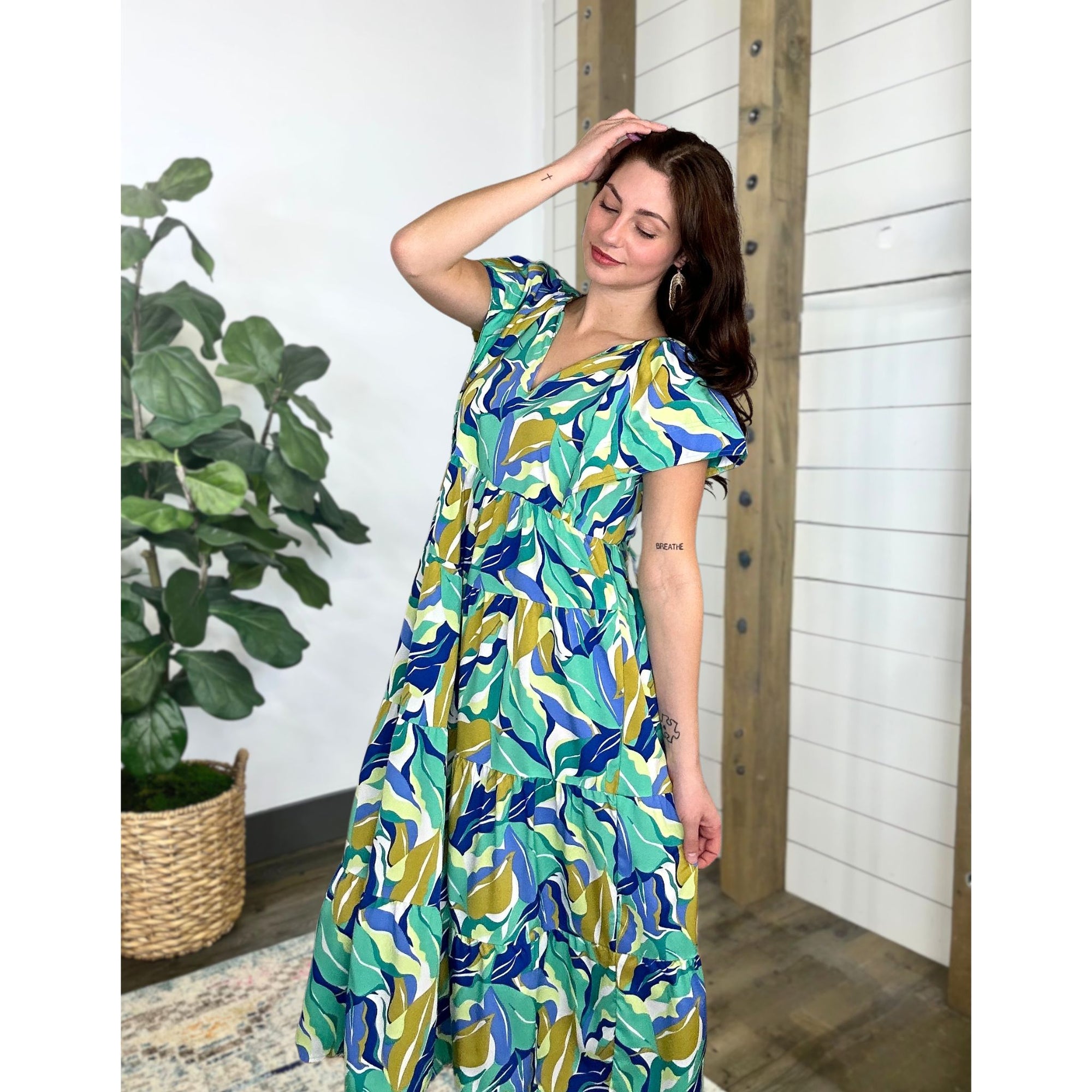 Island Breeze A Line Tiered Midi Dress