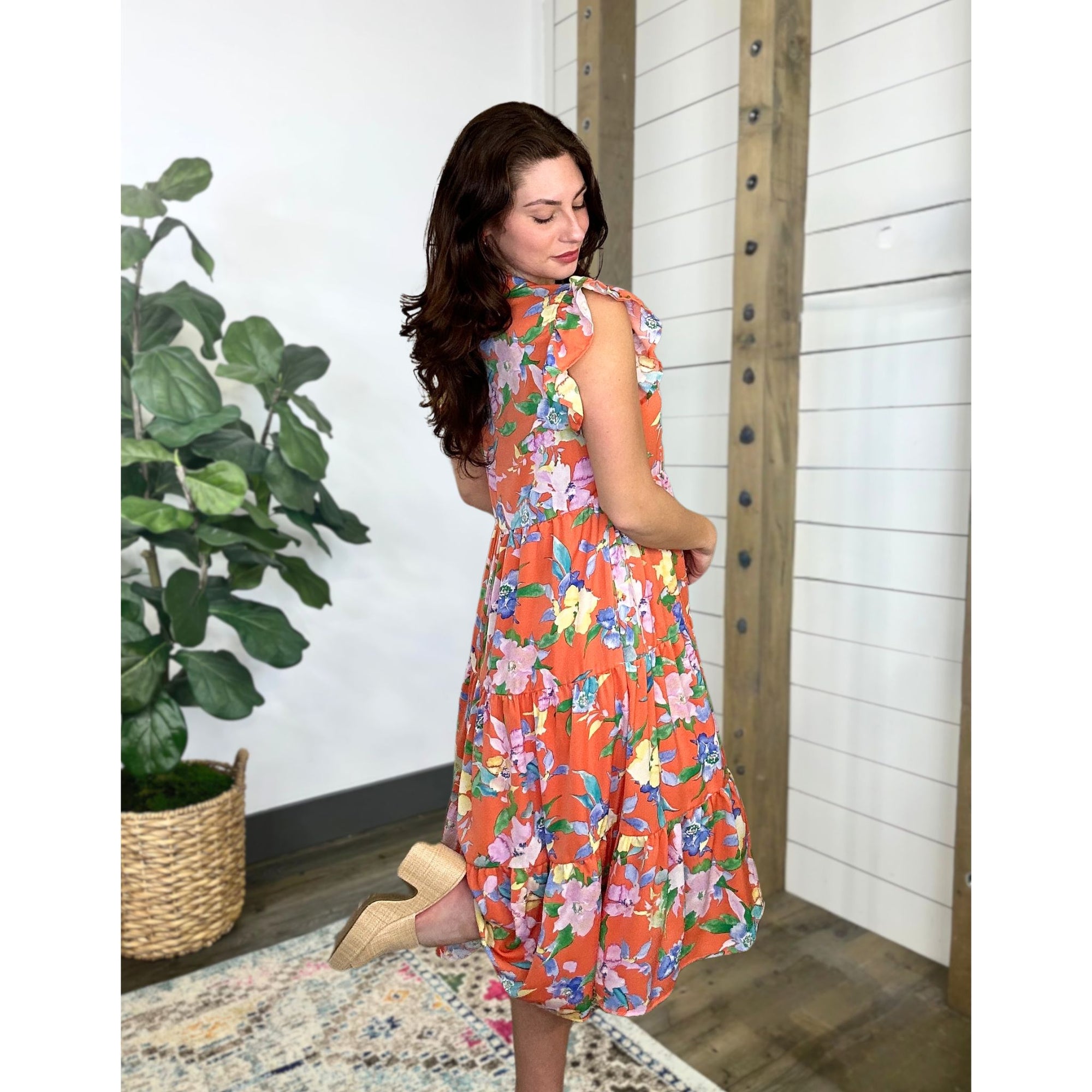 Spring Showers Floral Midi Dress