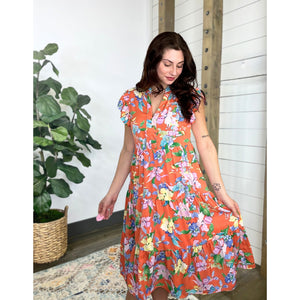 Spring Showers Floral Midi Dress