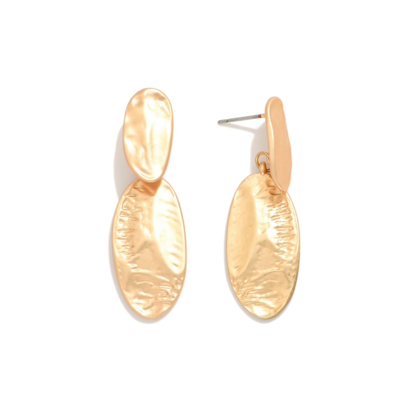 Gold earrings on a white background