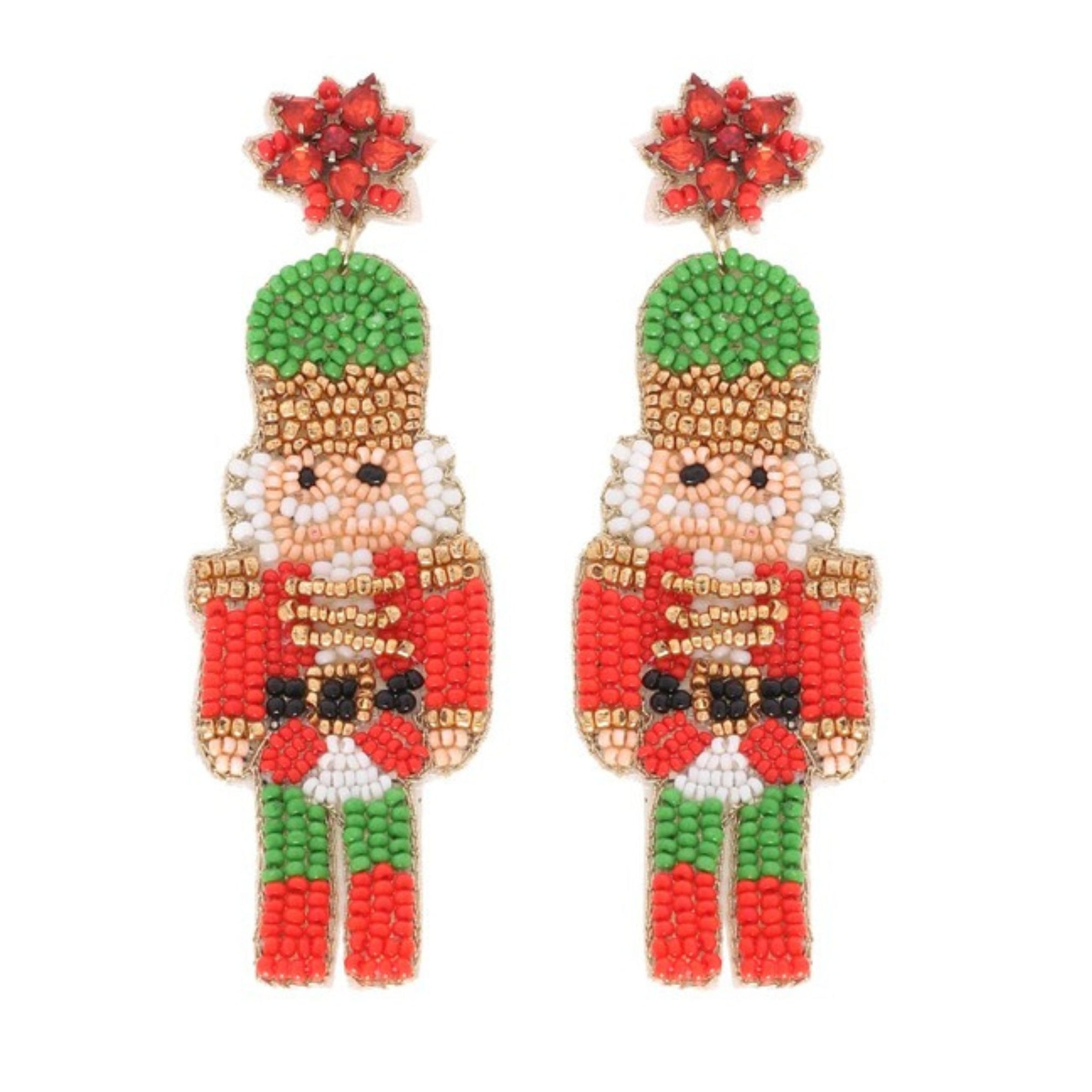 Beaded Nutcracker Drop Earrings