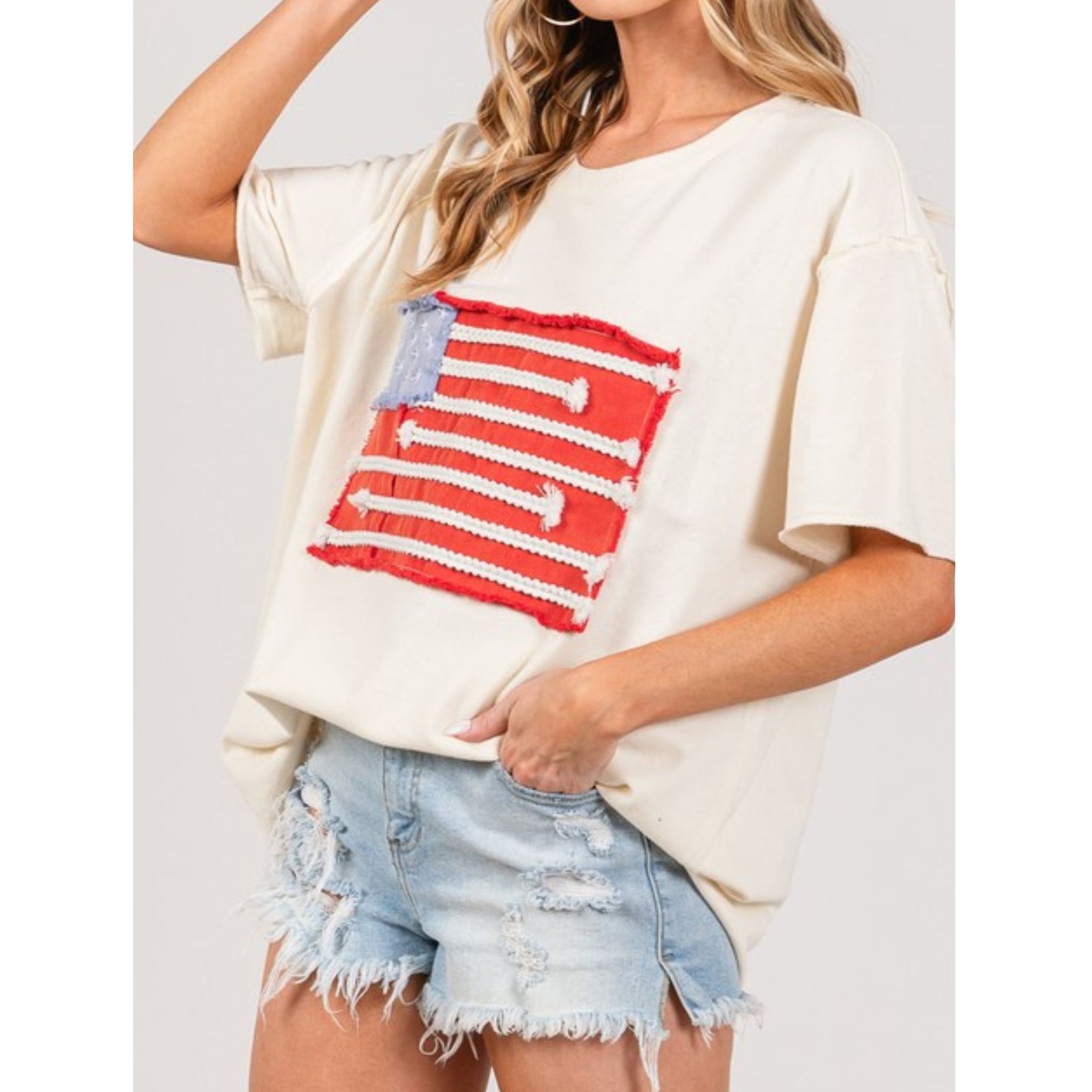 American Flag Patch Top
