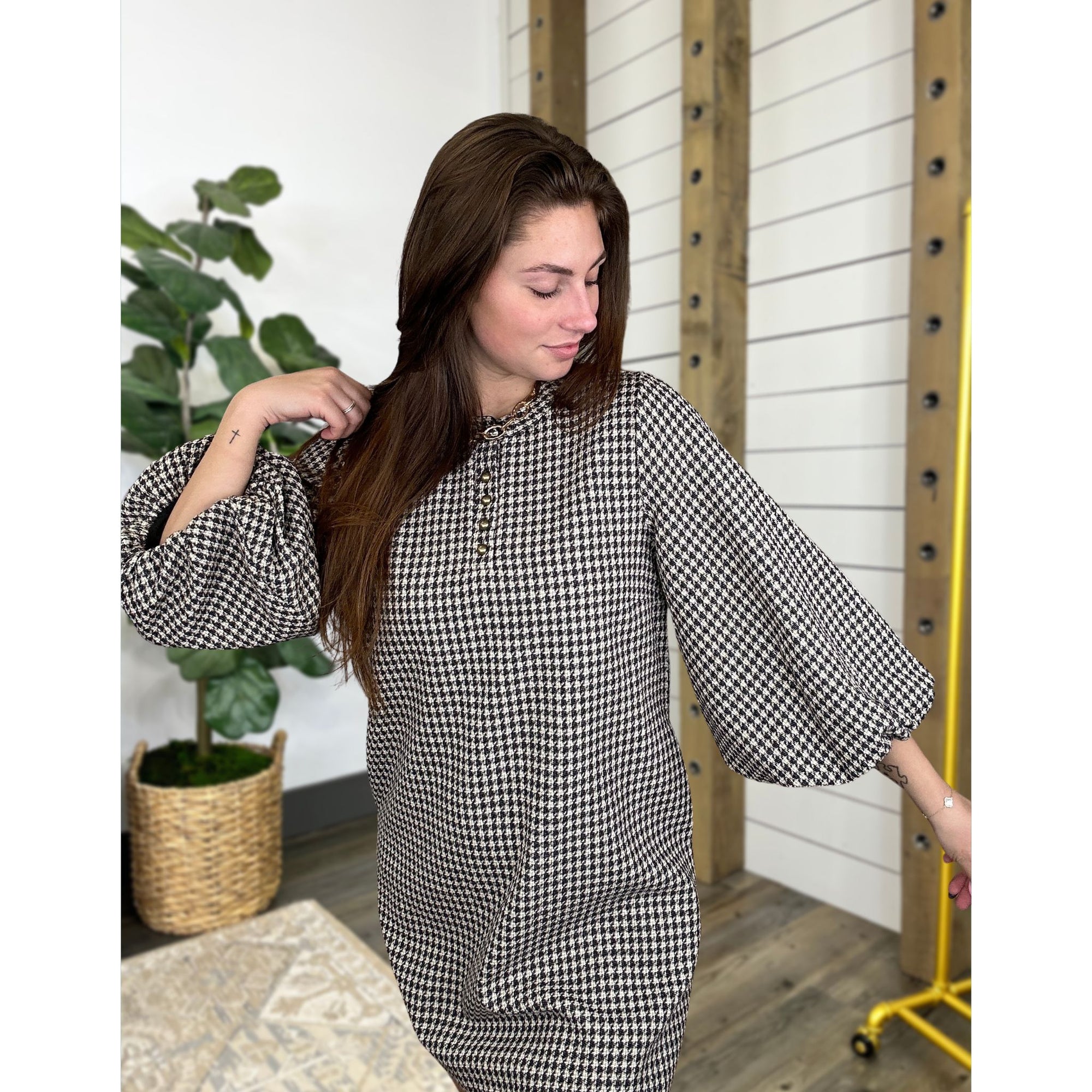 Delvie Hounds Tooth Check Dress