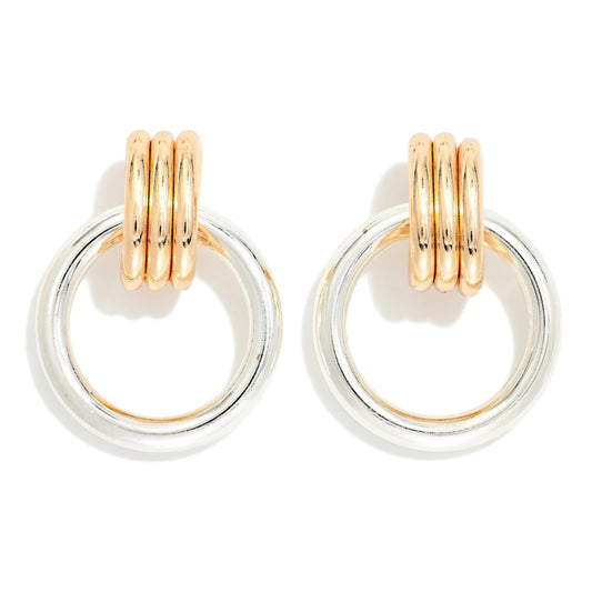 Two Tone Door Knocker Earrings