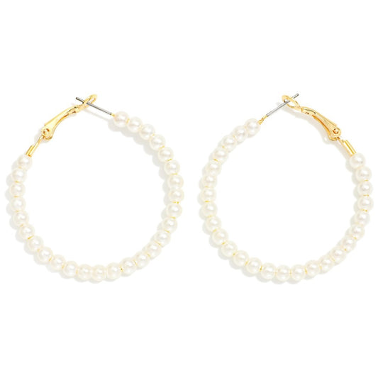 Pearl Beaded Hoops