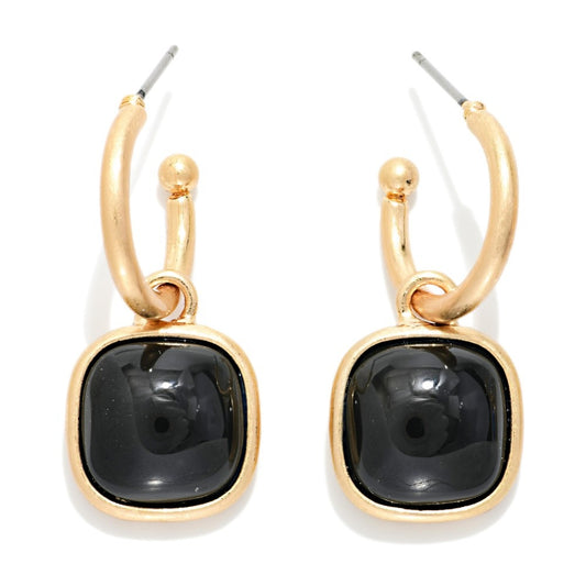 Square Drop Hoop Earrings