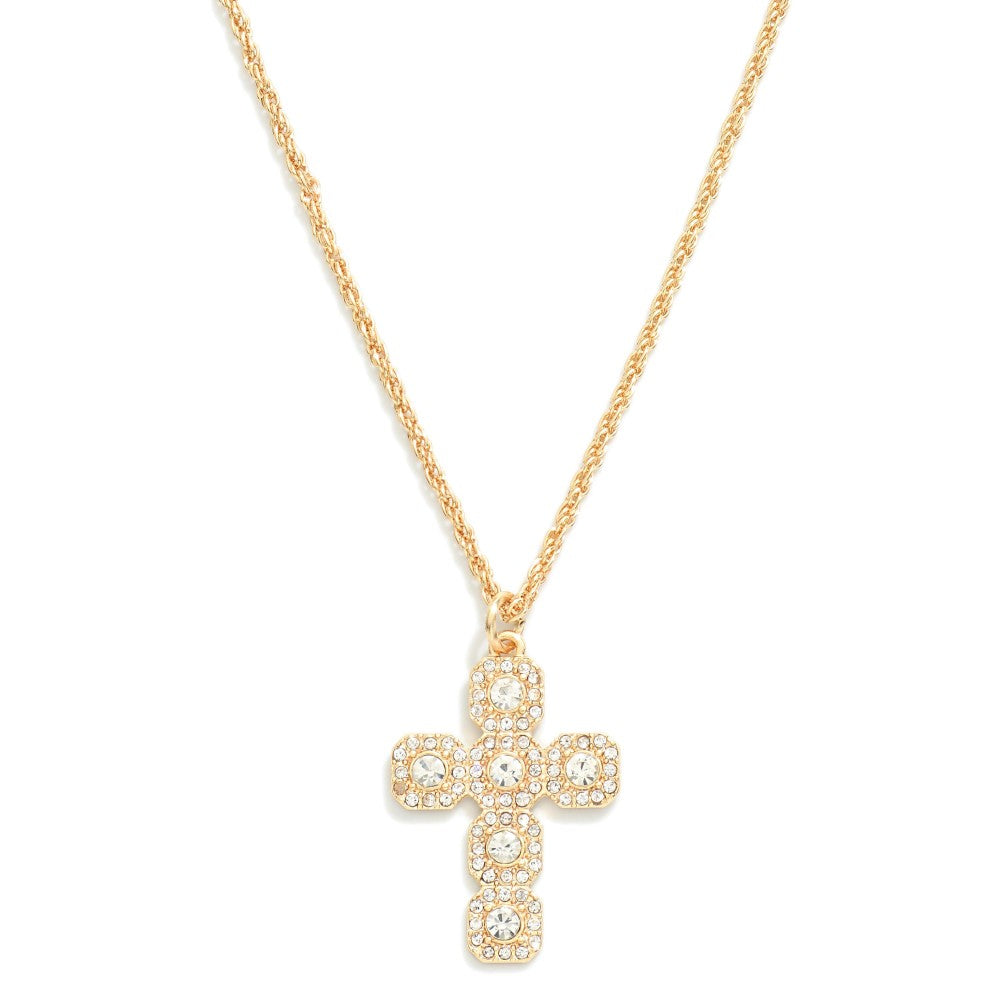 Rosalie Rhinestone Cross Pendant Necklace