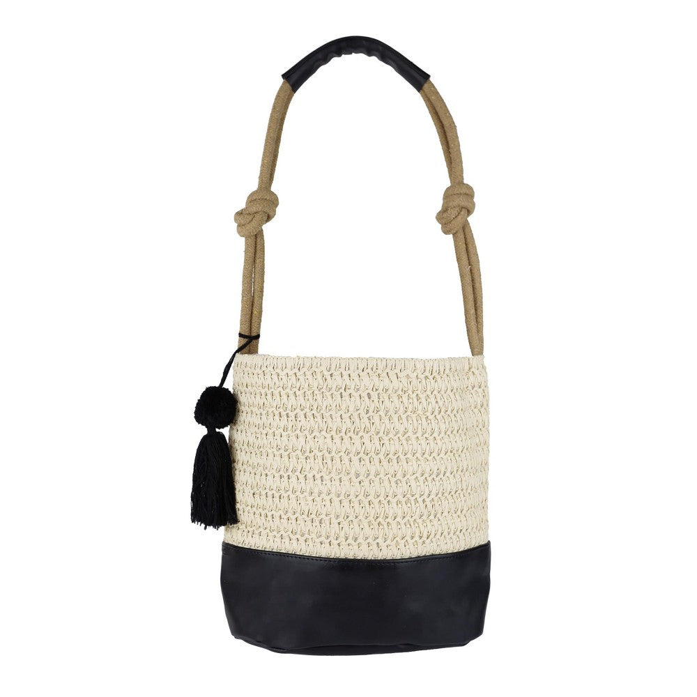 Straw Bucket Handbag with Rope Handle