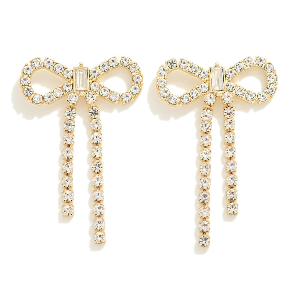 Design Of The Times Rhinestone Bow Stud Earring
