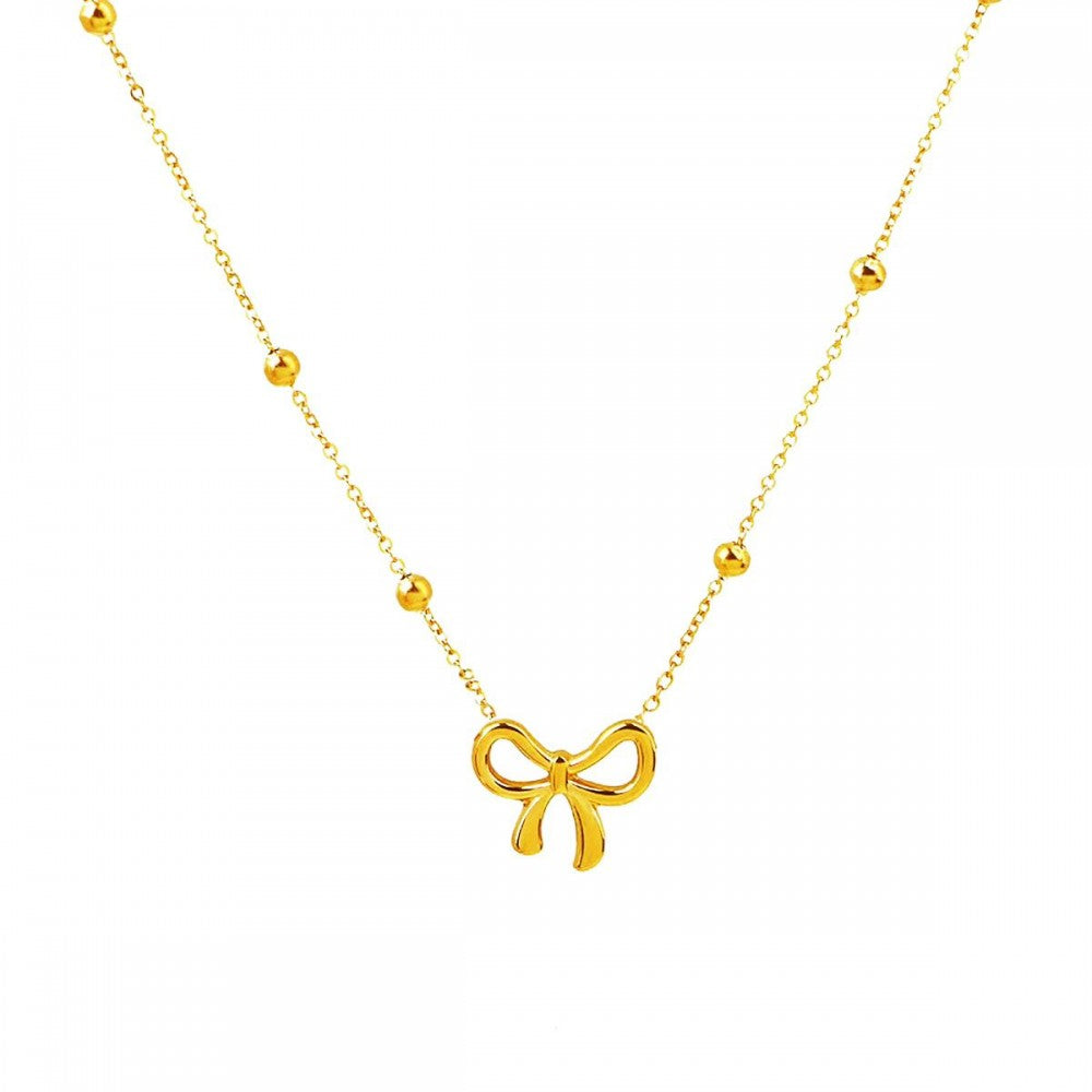 Cutie Pie Saturn Chain Link Necklace with Bow
