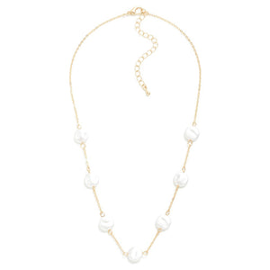 Pearl Accented Chain Link Necklace