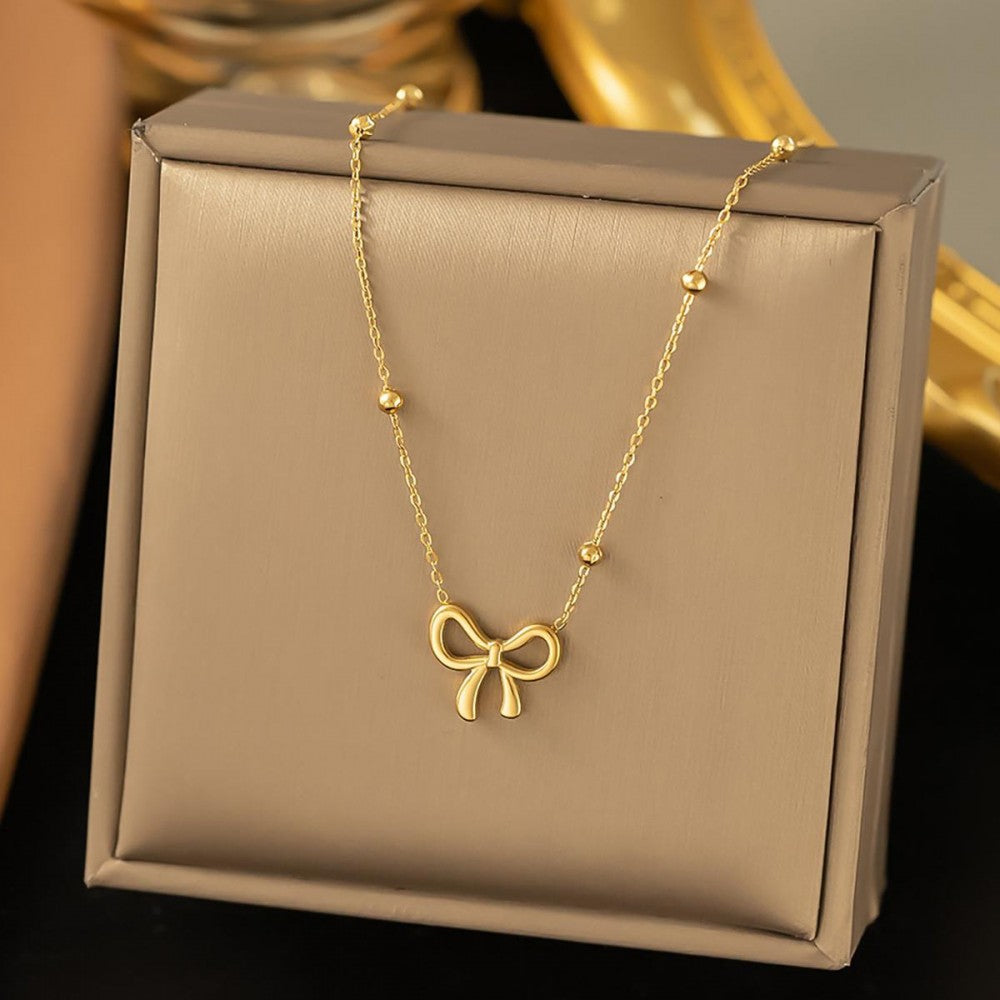 Cutie Pie Saturn Chain Link Necklace with Bow