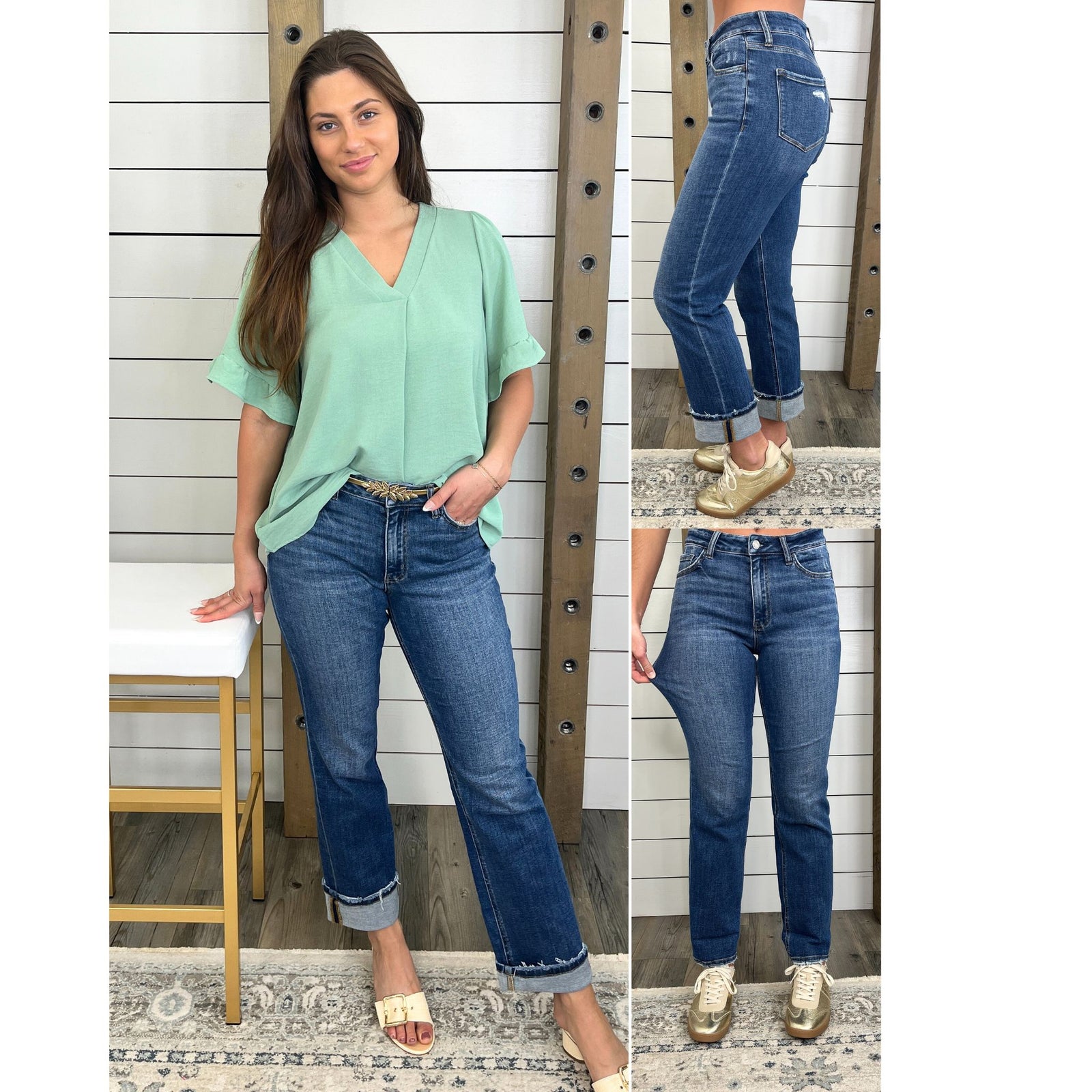 Effortless Edge Cuffed Straight Jeans
