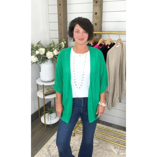 Knit cardigan featuring relaxed-fit and short dolman-sleeve, Kacy Kimono Cardigan