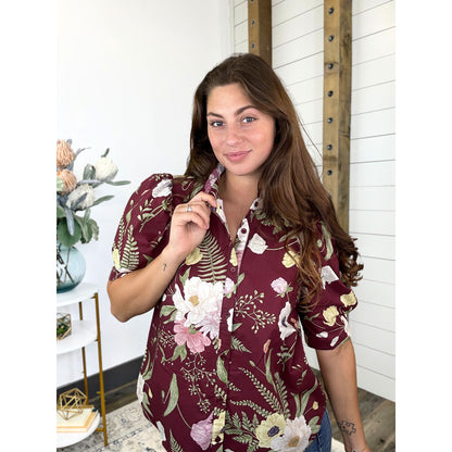 Know The Story Floral Button Down Top