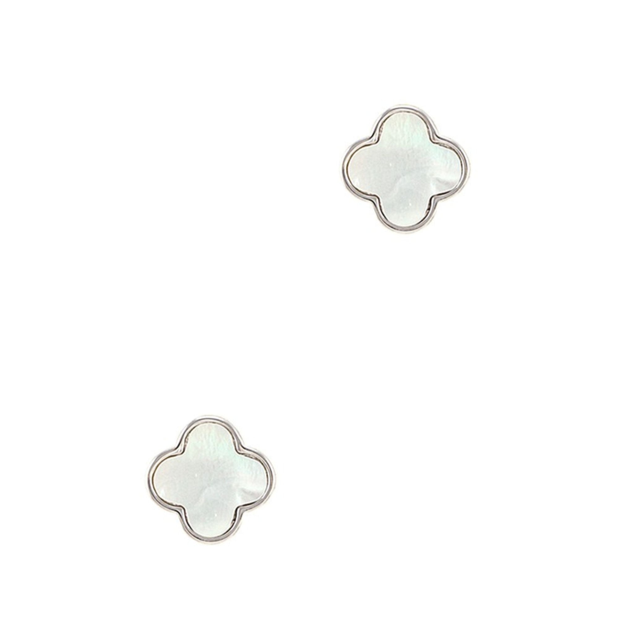 My Lucky Charm Mother Of Pearl Stud Clover Earrings