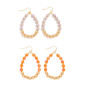 Golden Gleam Beaded Teardrop Earrings