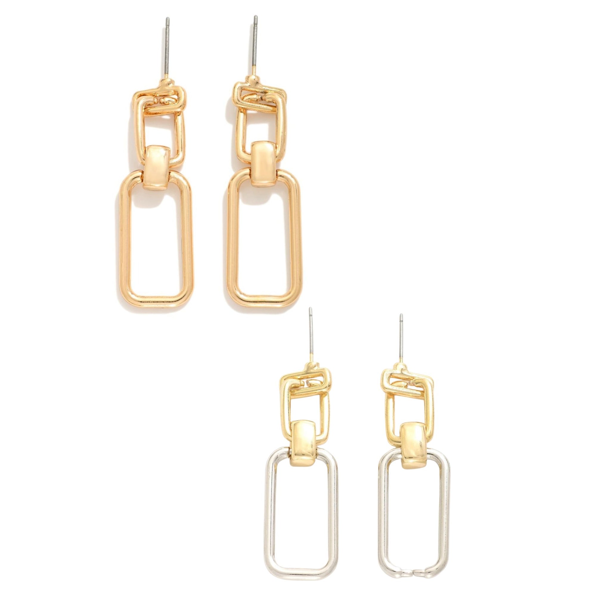 Metal  Linked Rectangle Drop Earrings