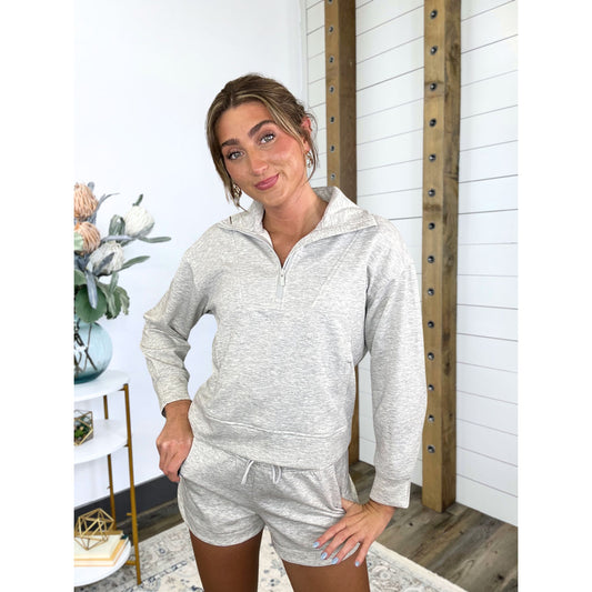 Knit activewear set with long-sleeve and relaxed-fit, Get Moving Half Zip Pullover