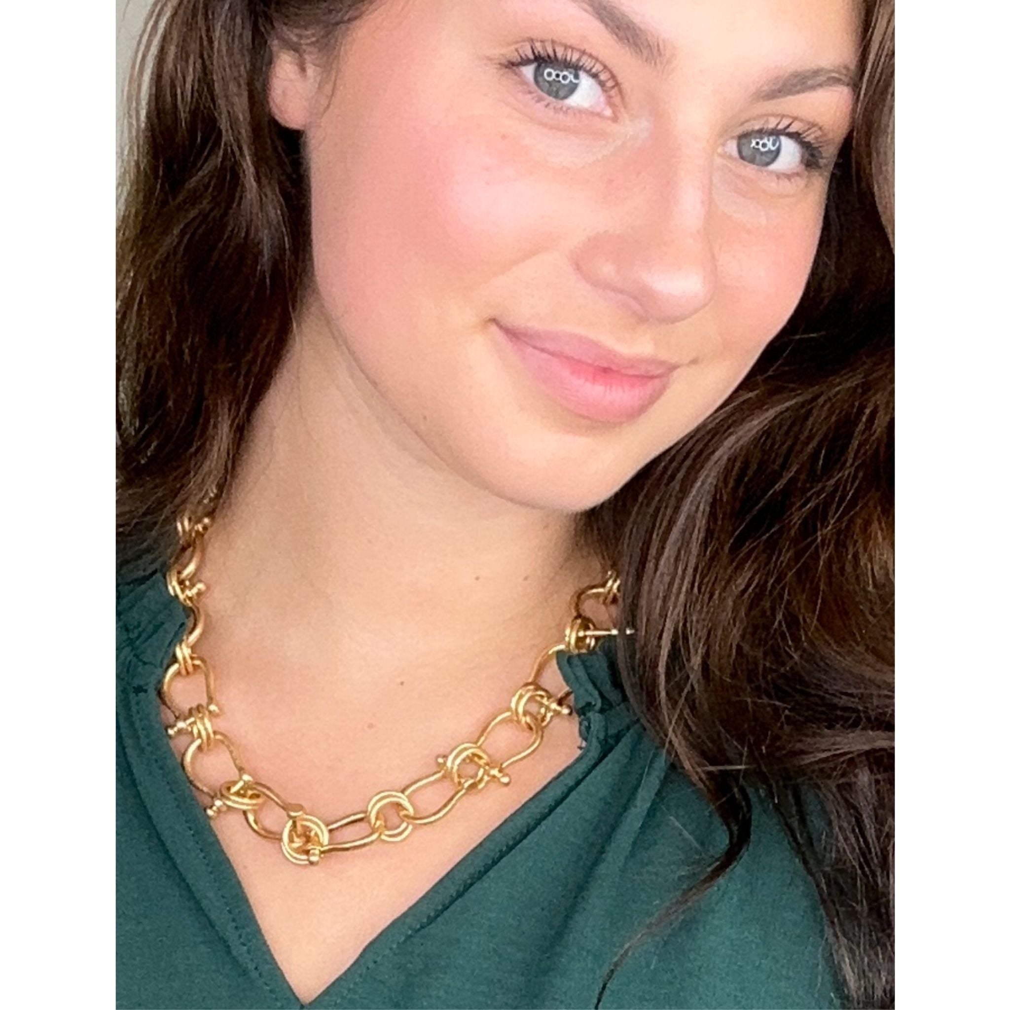 Catherine Popesco Floral Embossed Chunky Link Twist Rope Oval Chain Necklace  in Gold - TALICH