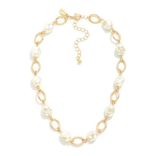 Pearl & Chain Statement Necklace