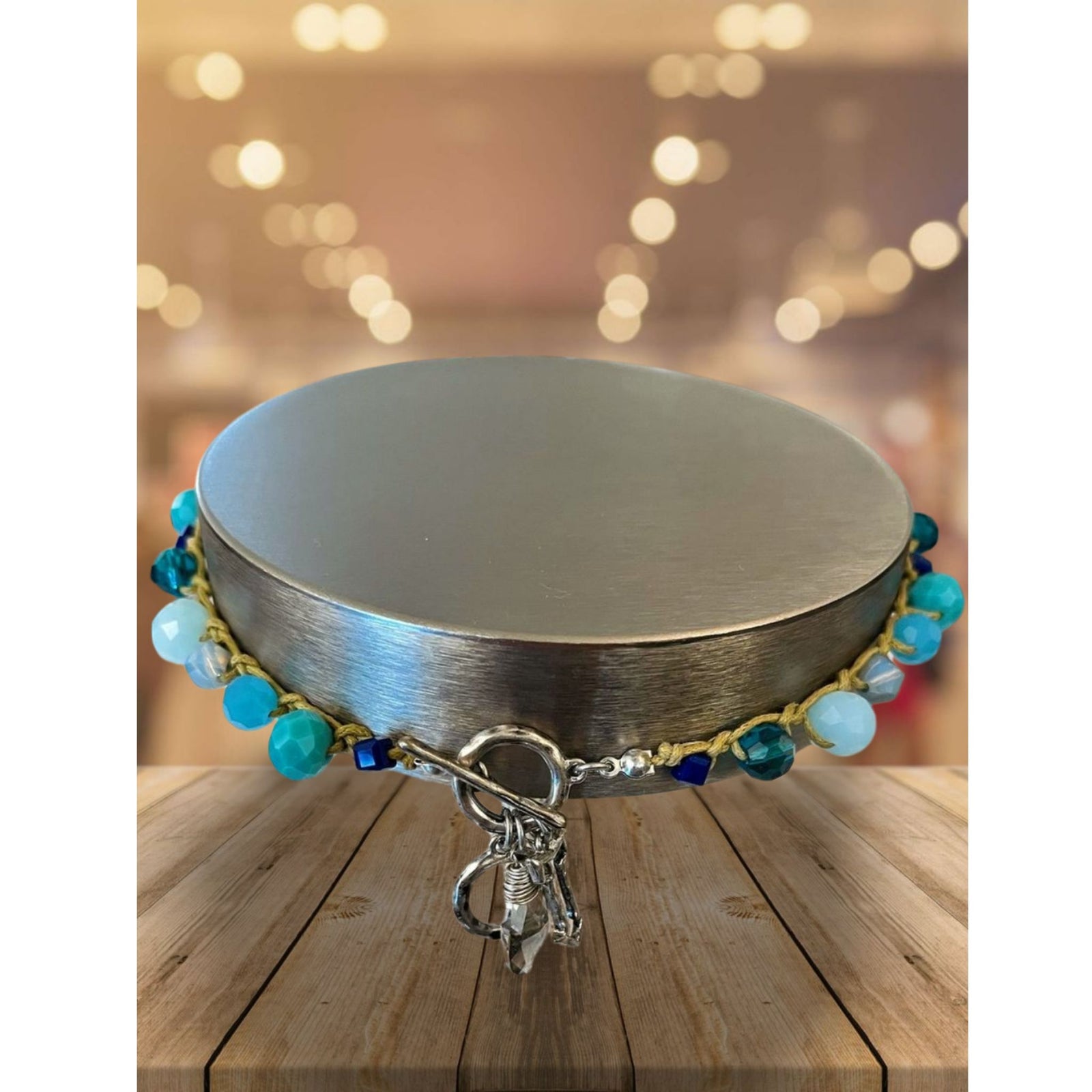 Wrapped Beaded Toggle Necklace with Charms