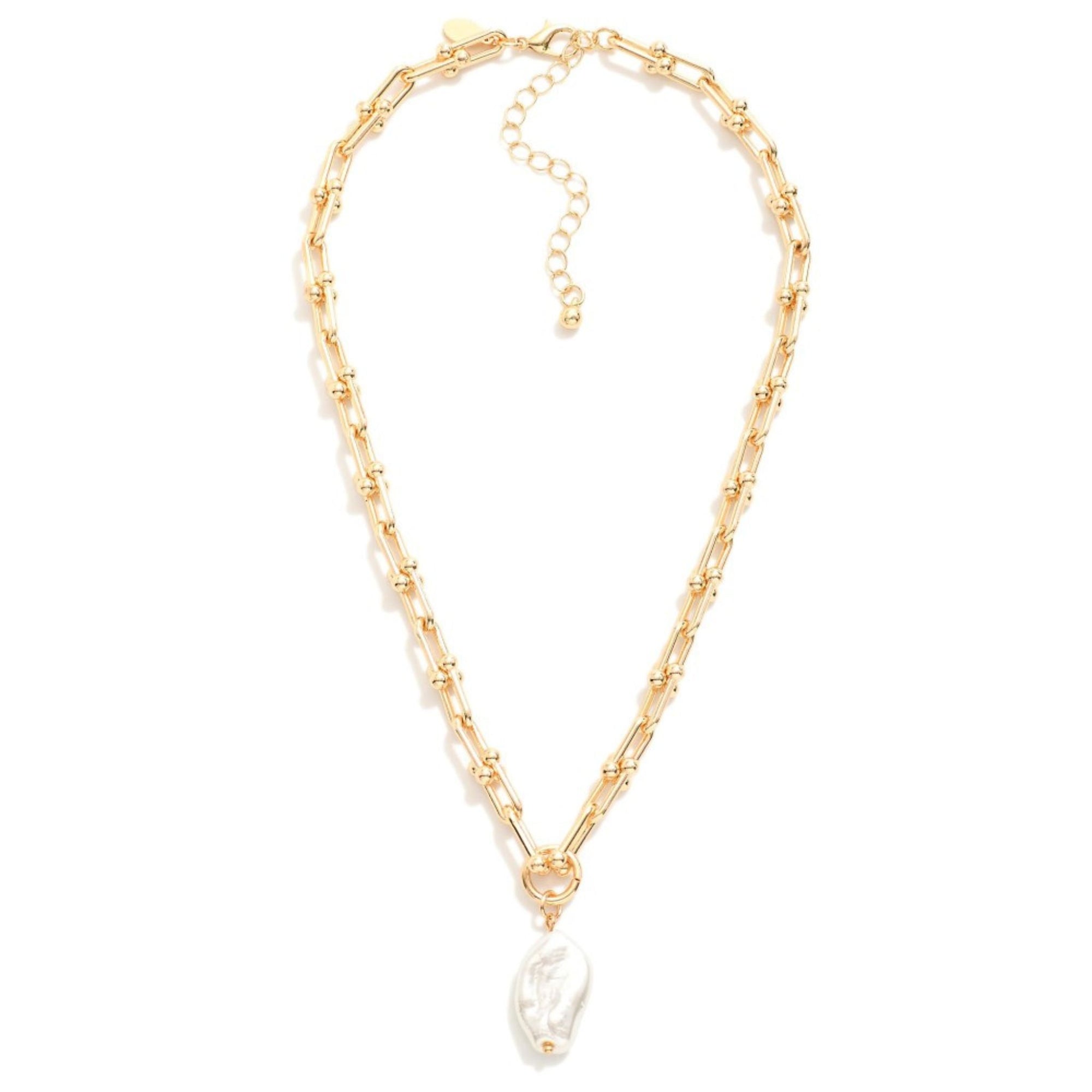 As Always U Link Chain Necklace Featuring Baroque Pearl Pendant