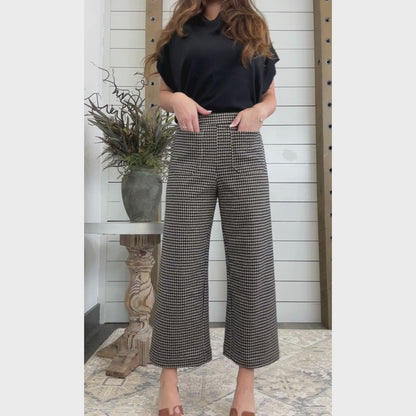 Delvie Houndstooth Wide Leg Pants